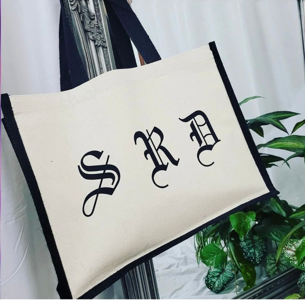 BEACH BAG WITH ADDED INITIALS